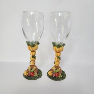 On Target Promotions Pumpkin Harvest Fall Decor Wine Glasses Set of 2